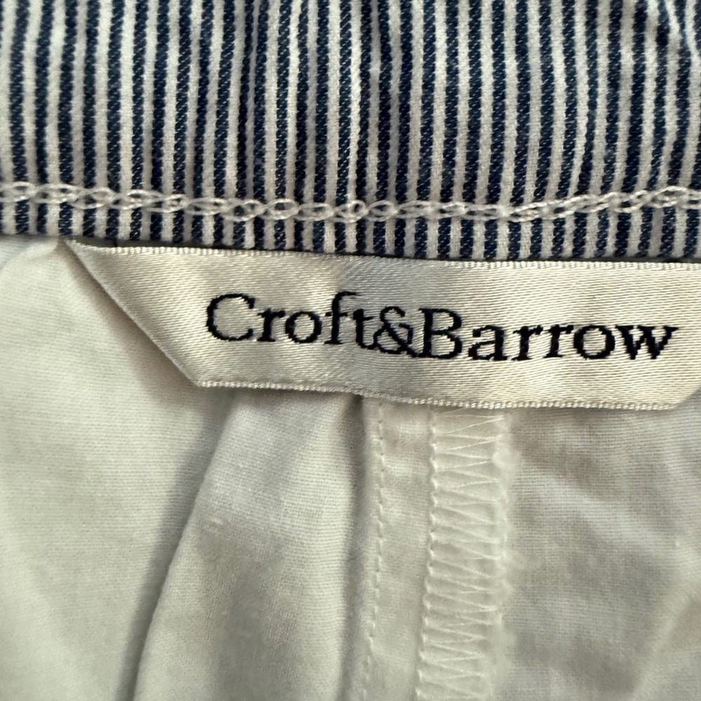 Croft & Barrow Blue White Pinstripe Anchor Embroidered Nautical Skort WM's 8 EUC - Picture 4 of 10